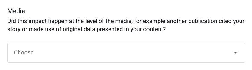 A “media” impact field with descriptive prompt.